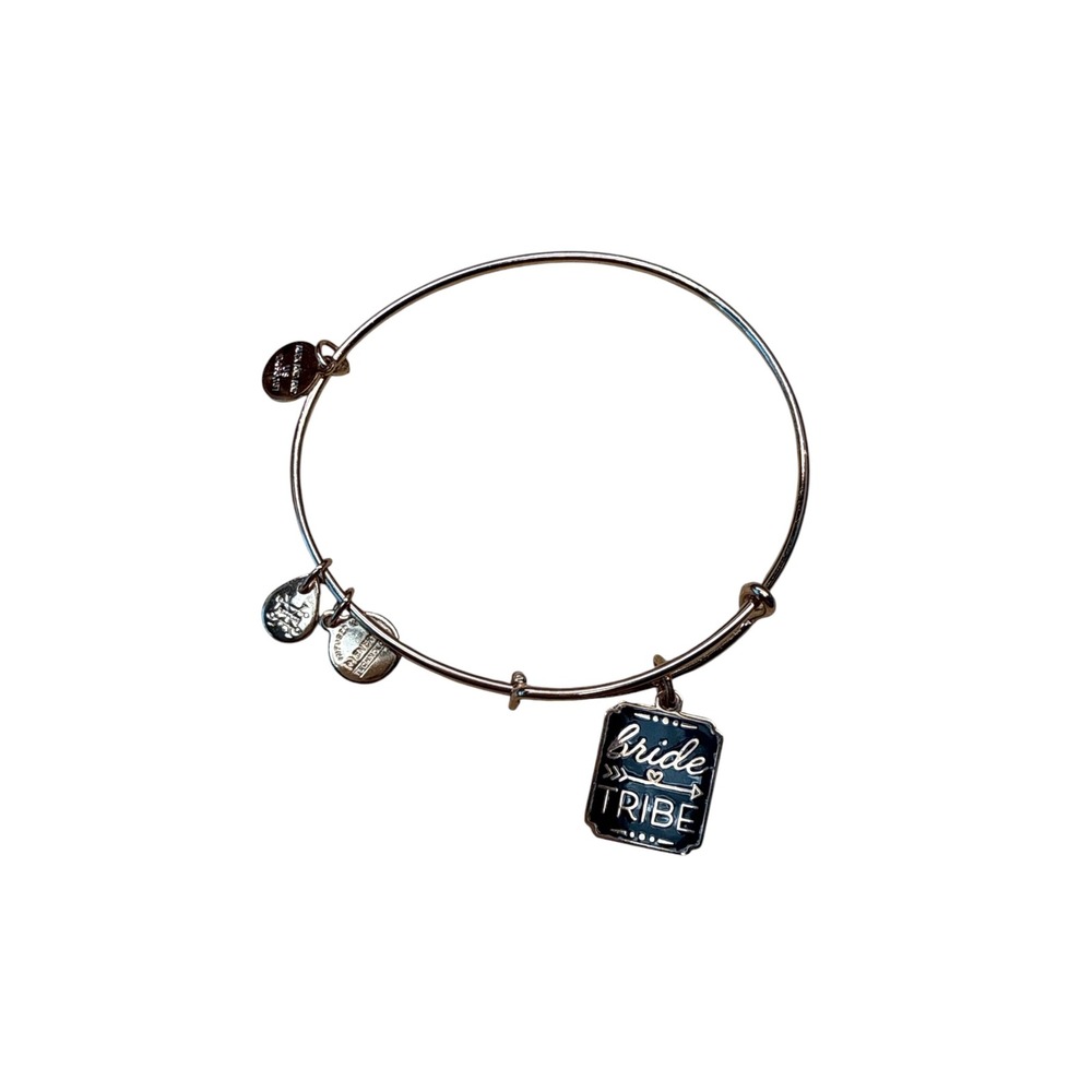 Alex and Ani Bride Tribe Rose Gold Tone Expandable Wire Bangle Bracelet Black